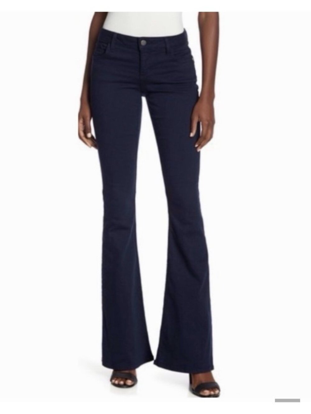 Alice + Olivia Stacey Low Rise Flared Leg Jeans Navy Blue Stretch Denim 30